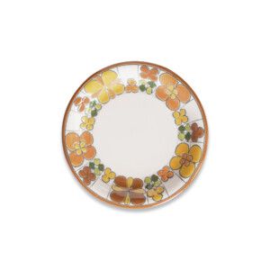 PLATO POSTRE FLORAL NARANJA